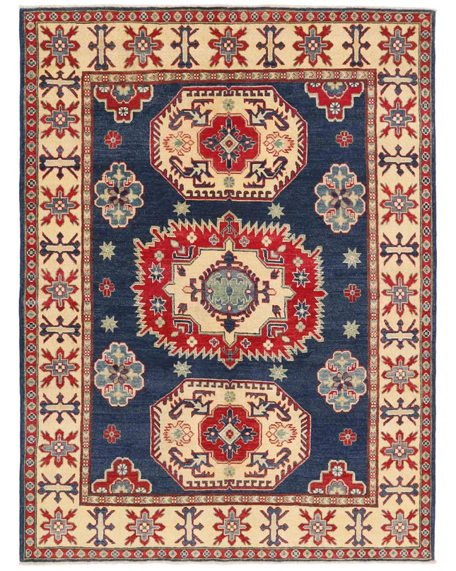 Kazak 4' 11" X 6' 8" Hand Knotted Wool Rug 4' 11" X 6' 8" (150 X 203) / Blue / Wool