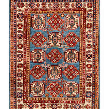 Kazak 4' 11" X 6' 4" Hand Knotted Wool Rug 4' 11" X 6' 4" (150 X 193) / Blue / Wool