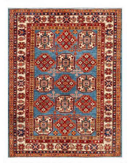 Kazak 4' 11" X 6' 4" Hand Knotted Wool Rug 4' 11" X 6' 4" (150 X 193) / Blue / Wool