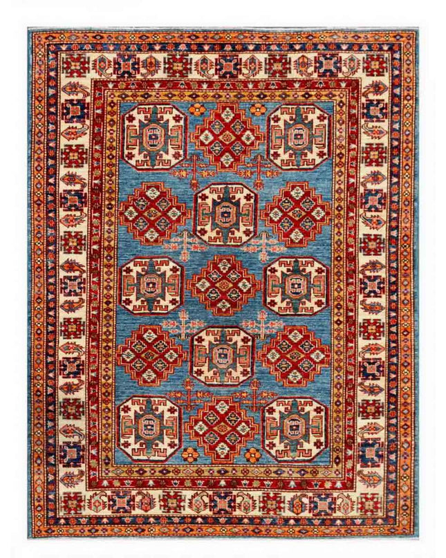 Kazak 4' 11" X 6' 4" Hand Knotted Wool Rug 4' 11" X 6' 4" (150 X 193) / Blue / Wool