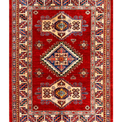 Kazak 4' 9" X 6' 4" Hand Knotted Wool Rug 4' 9" X 6' 4" (145 X 193) / Red / Wool