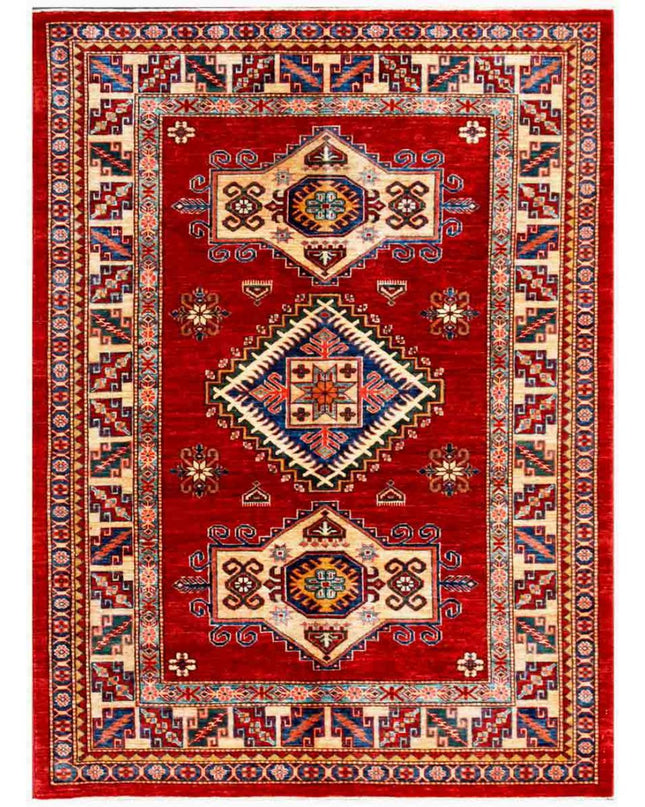 Kazak 4' 9" X 6' 4" Hand Knotted Wool Rug 4' 9" X 6' 4" (145 X 193) / Red / Wool