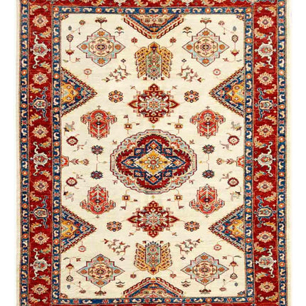 Kazak 5' 7" X 7' 1" Hand Knotted Wool Rug 5' 7" X 7' 1" (170 X 216) / Ivory / Wool
