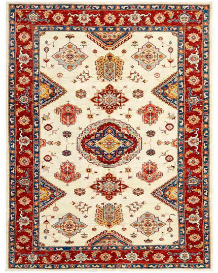 Kazak 5' 7" X 7' 1" Hand Knotted Wool Rug 5' 7" X 7' 1" (170 X 216) / Ivory / Wool