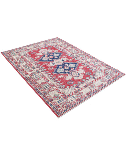 Kazak 5' 0" X 6' 7" Hand Knotted Wool Rug 5' 0" X 6' 7" (152 X 201) / Red / Wool