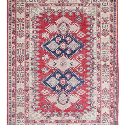 Kazak 5' 0" X 6' 7" Hand Knotted Wool Rug 5' 0" X 6' 7" (152 X 201) / Red / Wool