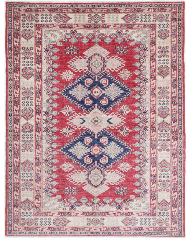 Kazak 5' 0" X 6' 7" Hand Knotted Wool Rug 5' 0" X 6' 7" (152 X 201) / Red / Wool