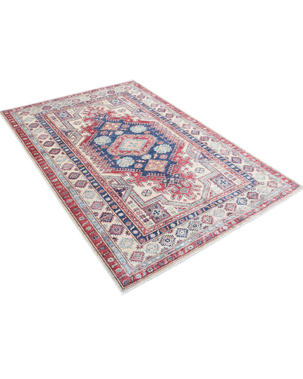 Kazak 4' 8" X 6' 8" Hand Knotted Wool Rug 4' 8" X 6' 8" (142 X 203) / Blue / Wool