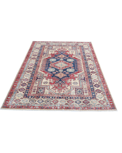 Kazak 4' 8" X 6' 8" Hand Knotted Wool Rug 4' 8" X 6' 8" (142 X 203) / Blue / Wool