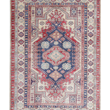 Kazak 4' 8" X 6' 8" Hand Knotted Wool Rug 4' 8" X 6' 8" (142 X 203) / Blue / Wool