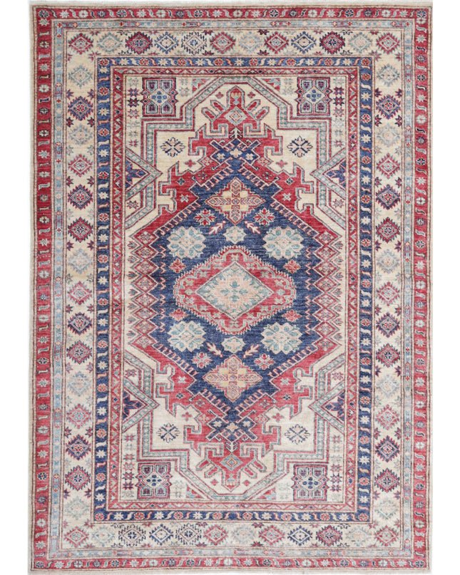 Kazak 4' 8" X 6' 8" Hand Knotted Wool Rug 4' 8" X 6' 8" (142 X 203) / Blue / Wool