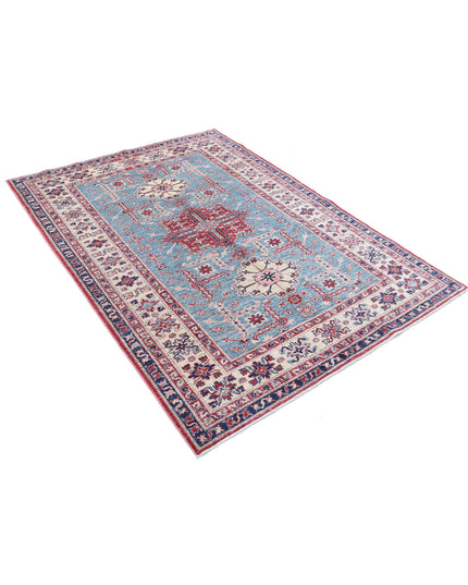 Kazak 4' 9" X 6' 5" Hand Knotted Wool Rug 4' 9" X 6' 5" (145 X 196) / Blue / Wool