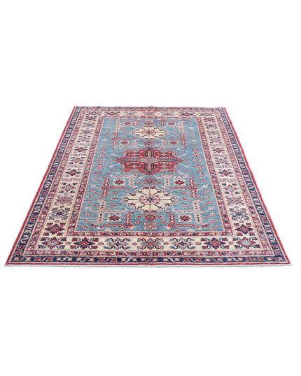 Kazak 4' 9" X 6' 5" Hand Knotted Wool Rug 4' 9" X 6' 5" (145 X 196) / Blue / Wool