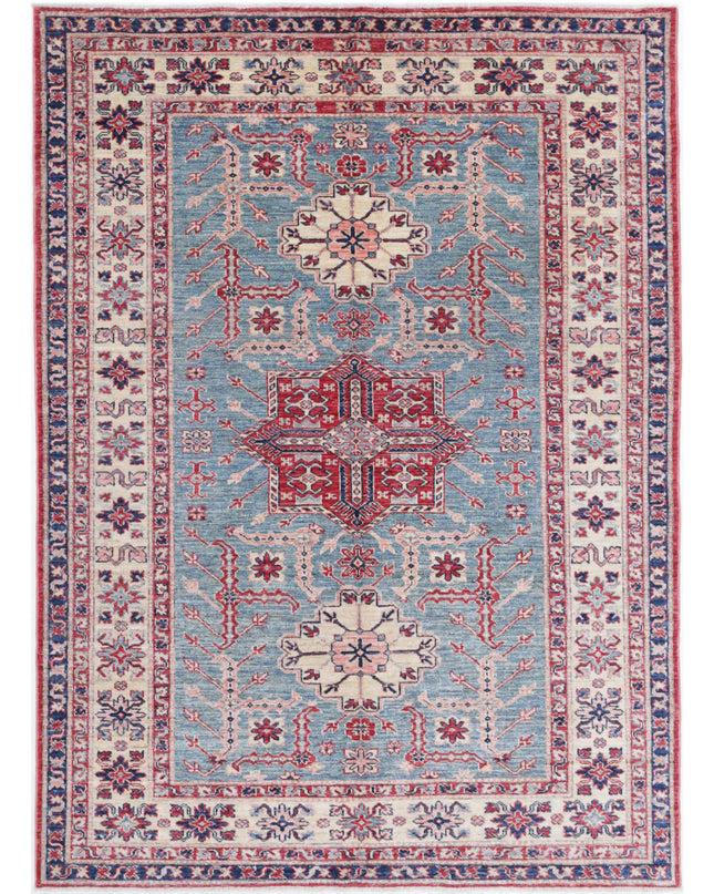 Kazak 4' 9" X 6' 5" Hand Knotted Wool Rug 4' 9" X 6' 5" (145 X 196) / Blue / Wool