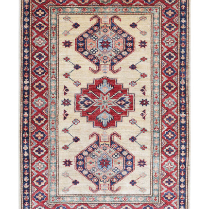 Kazak 2' 10" X 4' 0" Hand Knotted Wool Rug 2' 10" X 4' 0" (86 X 122) / Ivory / Wool