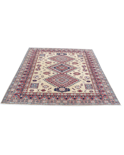 Kazak 6' 2" X 6' 8" Hand Knotted Wool Rug 6' 2" X 6' 8" (188 X 203) / Ivory / Wool