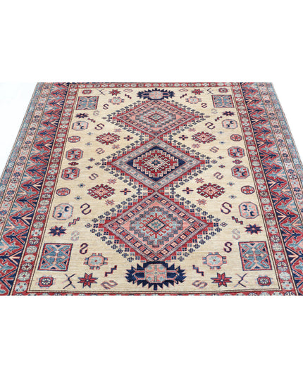 Kazak 6' 2" X 6' 8" Hand Knotted Wool Rug 6' 2" X 6' 8" (188 X 203) / Ivory / Wool