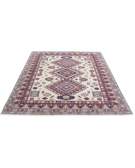 Kazak 5' 11" X 6' 7" Hand Knotted Wool Rug 5' 11" X 6' 7" (180 X 201) / Ivory / Wool