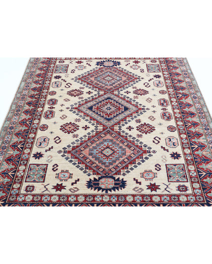 Kazak 5' 11" X 6' 7" Hand Knotted Wool Rug 5' 11" X 6' 7" (180 X 201) / Ivory / Wool