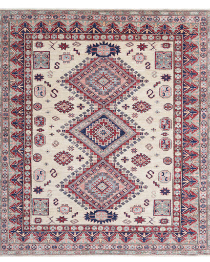 Kazak 5' 11" X 6' 7" Hand Knotted Wool Rug 5' 11" X 6' 7" (180 X 201) / Ivory / Wool
