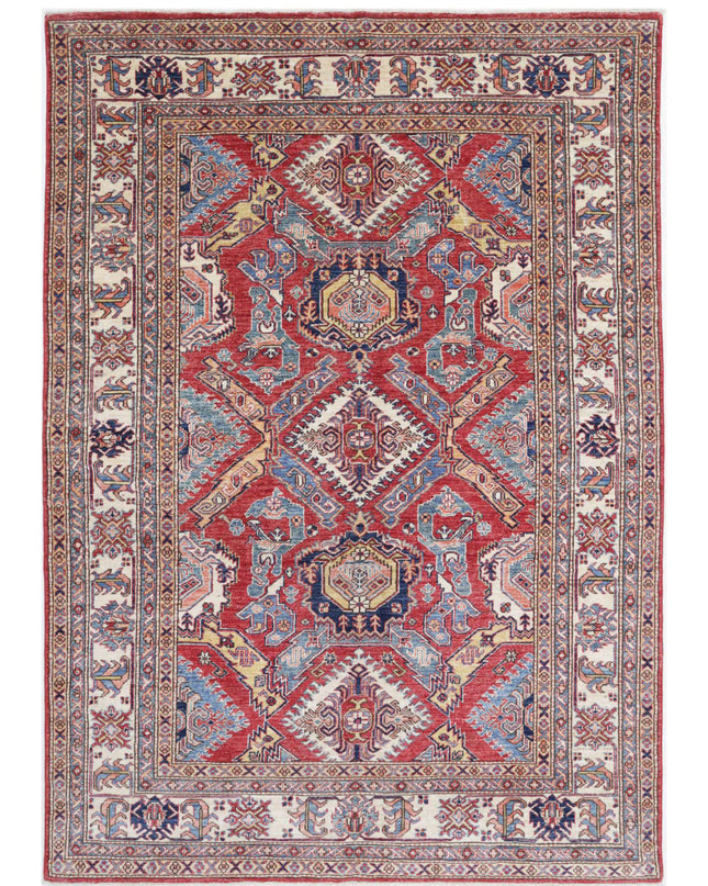 Kazak 5' 9" X 7' 11" Hand Knotted Wool Rug 5' 9" X 7' 11" (175 X 241) / Red / Wool