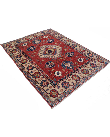 Kazak 5' 0" X 6' 4" Hand Knotted Wool Rug 5' 0" X 6' 4" (152 X 193) / Red / Wool
