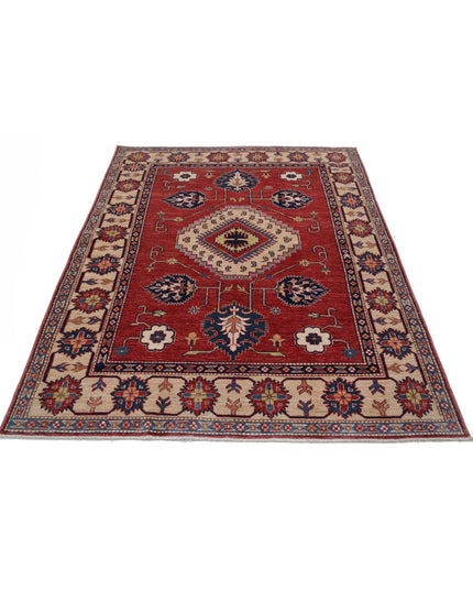 Kazak 5' 0" X 6' 4" Hand Knotted Wool Rug 5' 0" X 6' 4" (152 X 193) / Red / Wool