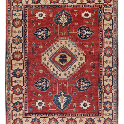 Kazak 5' 0" X 6' 4" Hand Knotted Wool Rug 5' 0" X 6' 4" (152 X 193) / Red / Wool