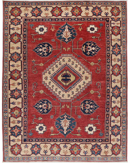 Kazak 5' 0" X 6' 4" Hand Knotted Wool Rug 5' 0" X 6' 4" (152 X 193) / Red / Wool