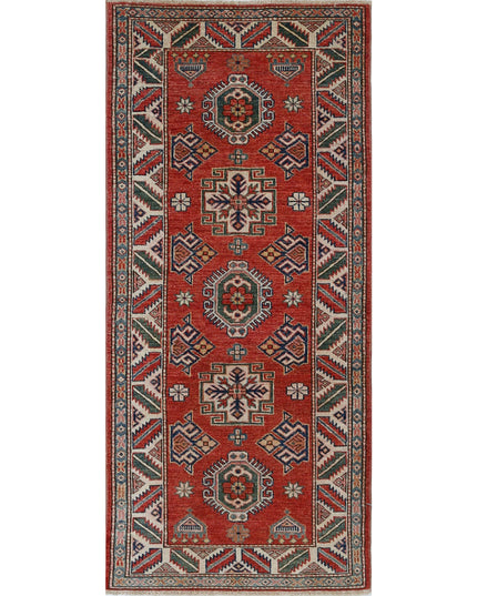 Kazak 2' 7" X 5' 10" Hand Knotted Wool Rug 2' 7" X 5' 10" (79 X 178) / Red / Wool