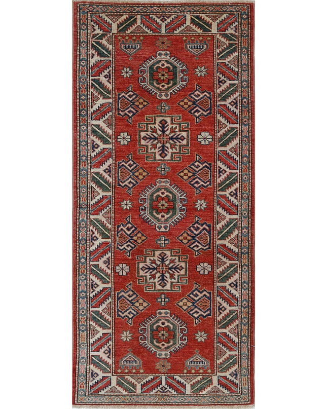 Kazak 2' 7" X 5' 10" Hand Knotted Wool Rug 2' 7" X 5' 10" (79 X 178) / Red / Wool