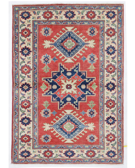 Kazak 3' 4" X 4' 9" Hand Knotted Wool Rug 3' 4" X 4' 9" (101 X 145) / Red / Wool