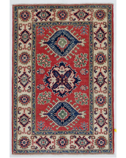 Kazak 2' 8" X 3' 10" Hand Knotted Wool Rug 2' 8" X 3' 10" (81 X 117) / Red / Wool