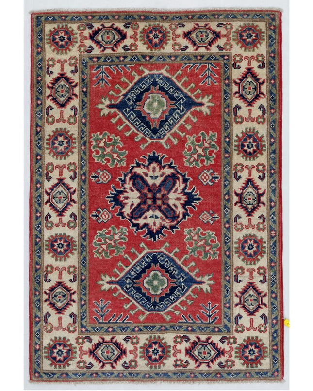 Kazak 2' 8" X 3' 10" Hand Knotted Wool Rug 2' 8" X 3' 10" (81 X 117) / Red / Wool