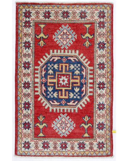 Kazak 1' 11" X 3' 0" Hand Knotted Wool Rug 1' 11" X 3' 0" (59 X 91) / Red / Wool