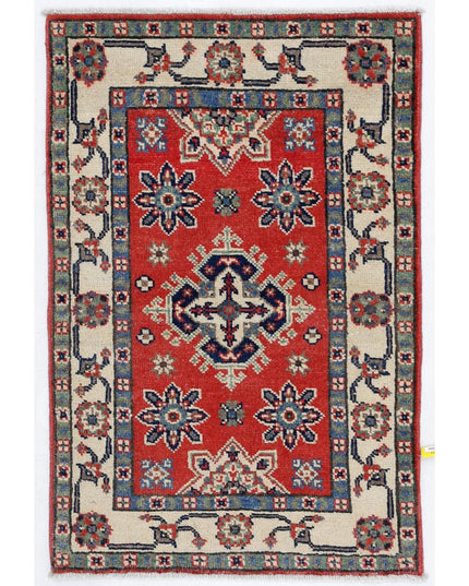 Kazak 1' 11" X 2' 11" Hand Knotted Wool Rug 1' 11" X 2' 11" (59 X 89) / Red / Wool