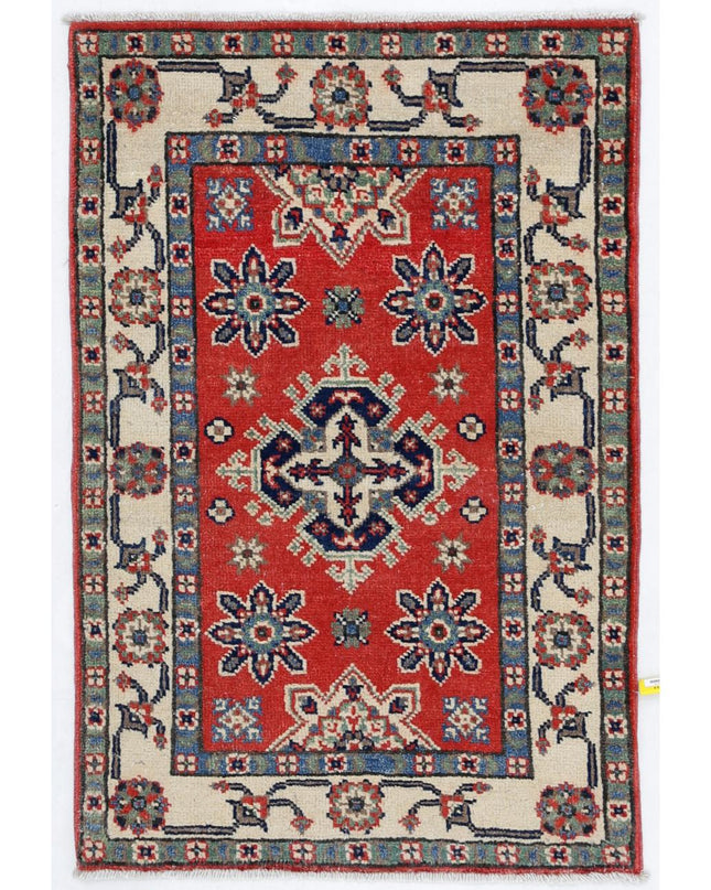 Kazak 1' 11" X 2' 11" Hand Knotted Wool Rug 1' 11" X 2' 11" (59 X 89) / Red / Wool