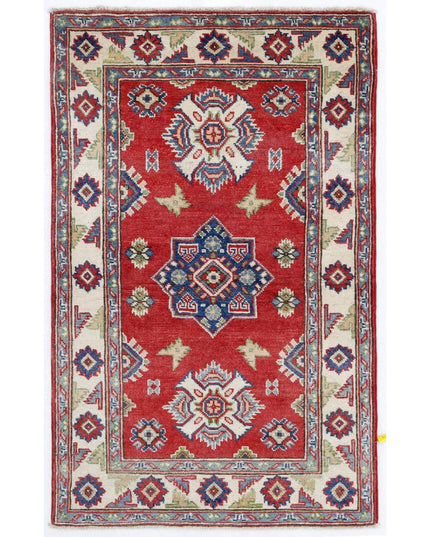 Kazak 2' 7" X 4' 2" Hand Knotted Wool Rug 2' 7" X 4' 2" (79 X 127) / Red / Wool