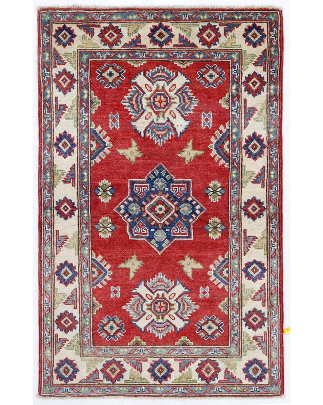 Kazak 2' 7" X 4' 2" Hand Knotted Wool Rug 2' 7" X 4' 2" (79 X 127) / Red / Wool