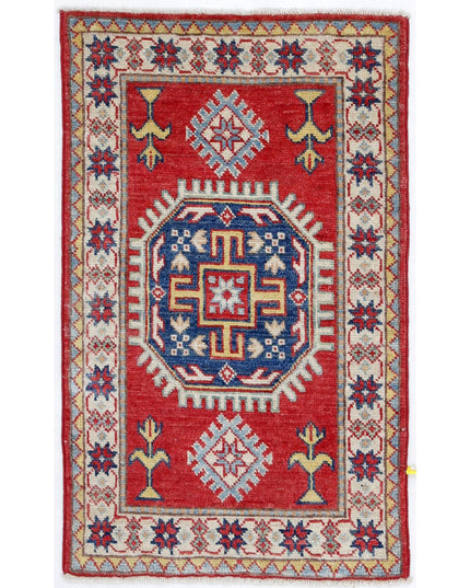 Kazak 1' 11" X 3' 0" Hand Knotted Wool Rug 1' 11" X 3' 0" (59 X 91) / Red / Wool
