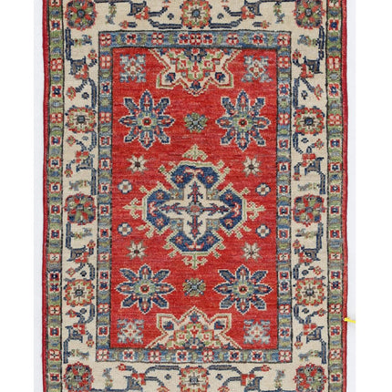 Kazak 2' 0" X 2' 11" Hand Knotted Wool Rug 2' 0" X 2' 11" (61 X 89) / Red / Wool
