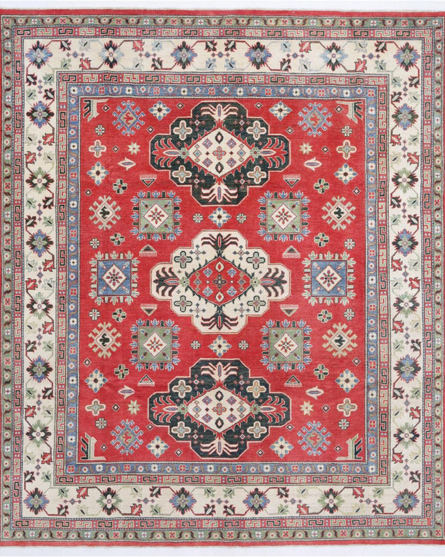 Kazak 8' 2" X 9' 7" Hand Knotted Wool Rug 8' 2" X 9' 7" (249 X 292) / Red / Wool