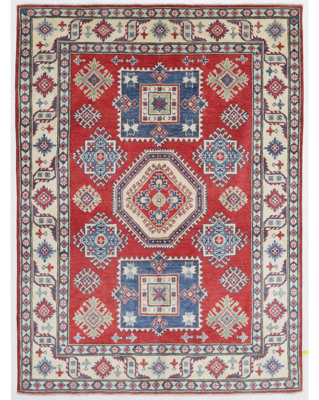Kazak 4' 11" X 6' 8" Hand Knotted Wool Rug 4' 11" X 6' 8" (150 X 203) / Red / Wool
