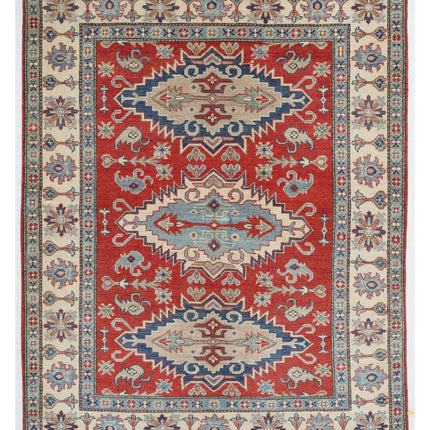 Kazak 4' 11" X 6' 4" Hand Knotted Wool Rug 4' 11" X 6' 4" (150 X 193) / Red / Wool