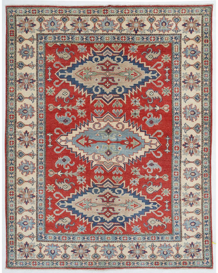 Kazak 4' 11" X 6' 4" Hand Knotted Wool Rug 4' 11" X 6' 4" (150 X 193) / Red / Wool