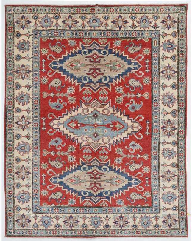 Kazak 4' 11" X 6' 4" Hand Knotted Wool Rug 4' 11" X 6' 4" (150 X 193) / Red / Wool