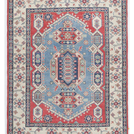Kazak 4' 11" X 6' 4" Hand Knotted Wool Rug 4' 11" X 6' 4" (150 X 193) / Red / Wool