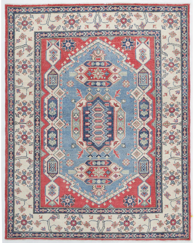 Kazak 4' 11" X 6' 4" Hand Knotted Wool Rug 4' 11" X 6' 4" (150 X 193) / Red / Wool