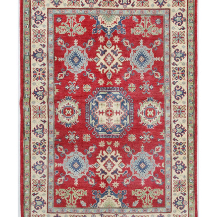 Kazak 4' 11" X 7' 2" Hand Knotted Wool Rug 4' 11" X 7' 2" (150 X 219) / Red / Wool