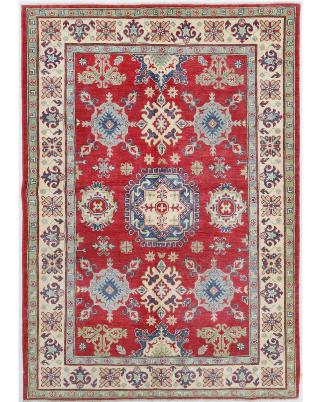 Kazak 4' 11" X 7' 2" Hand Knotted Wool Rug 4' 11" X 7' 2" (150 X 219) / Red / Wool